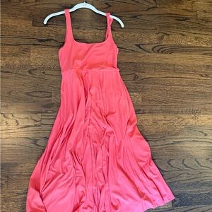 Coral Sleeveless Midi Dress